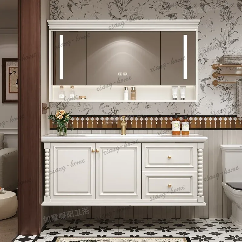 Home Bathroom Vanity Combo - Drewniana mała szafka łazienkowa z lustrem,