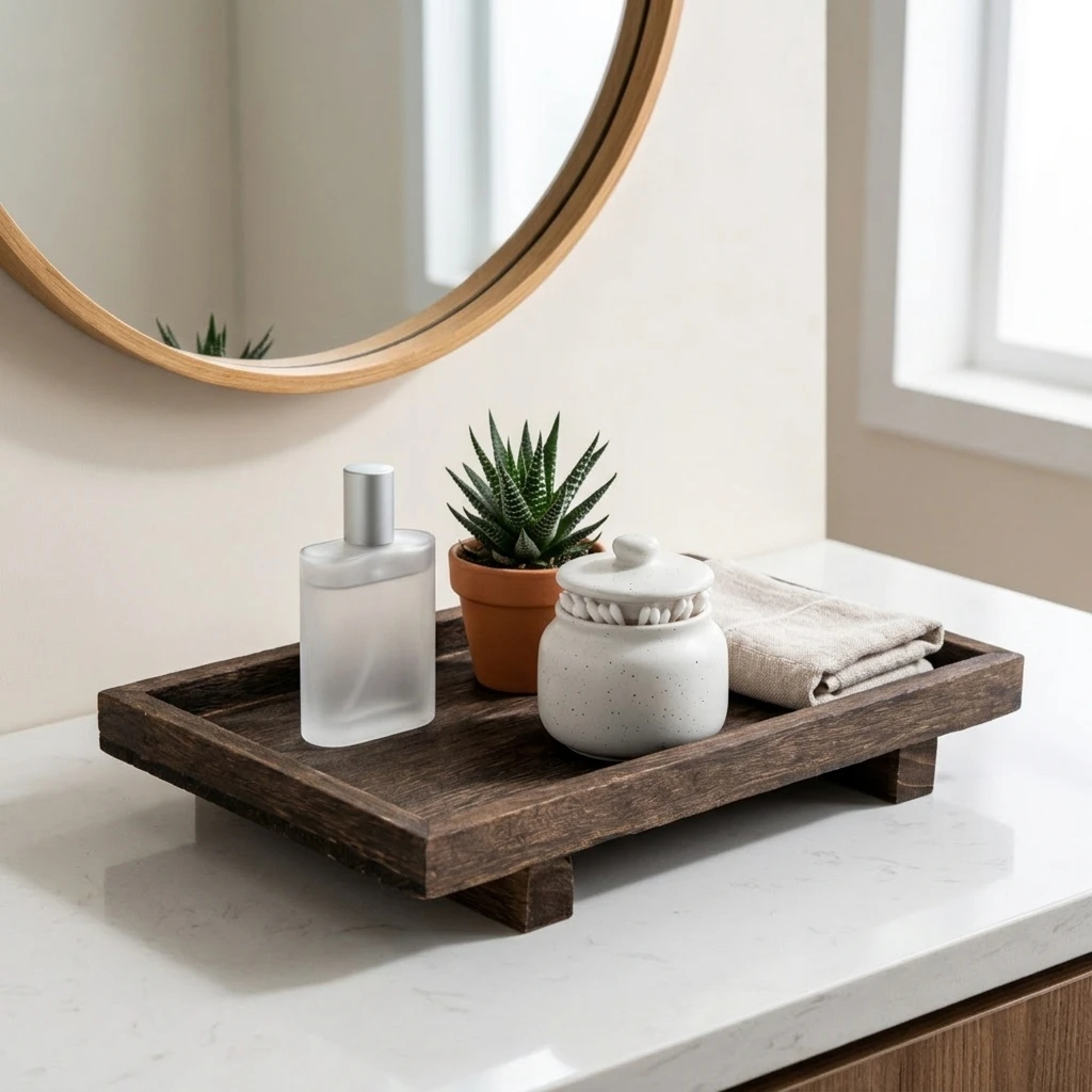Retro drewniana taca do przech – Home Edit Bathroom Storage recenzja i cena