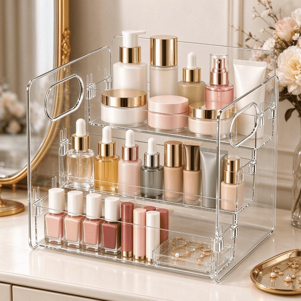 Trójpoziomowy, przezroczysty o – Home Essentials Bathroom Storage recenzja i cena